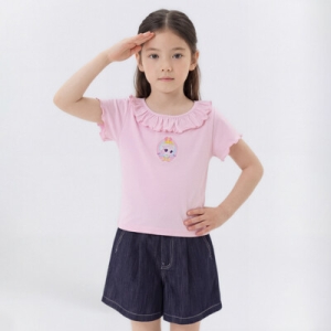 캐치티니핑 다이아나핑 프릴소매 5부 면스판 티셔츠