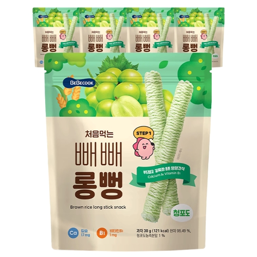 베베쿡 처음먹는 빼빼롱뻥 청포도 30g (5개)