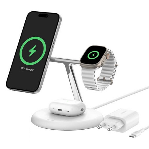 벨킨 부스트차지 프로 Qi2 15W 3in1 맥세이프 무선충전기 WIZ023kr (애플워치용)_이미지