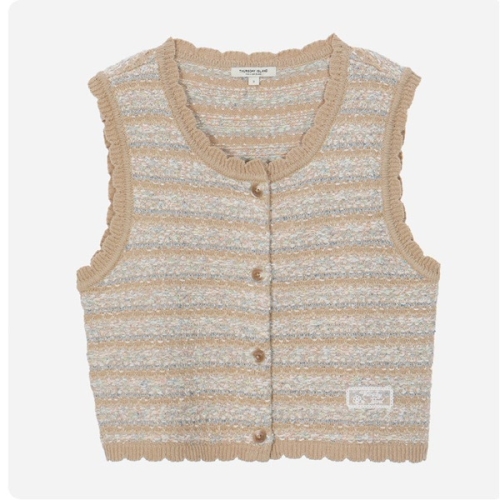 써스데이아일랜드 여성 트위드 믹스 니트 베스트 T262MVT134W