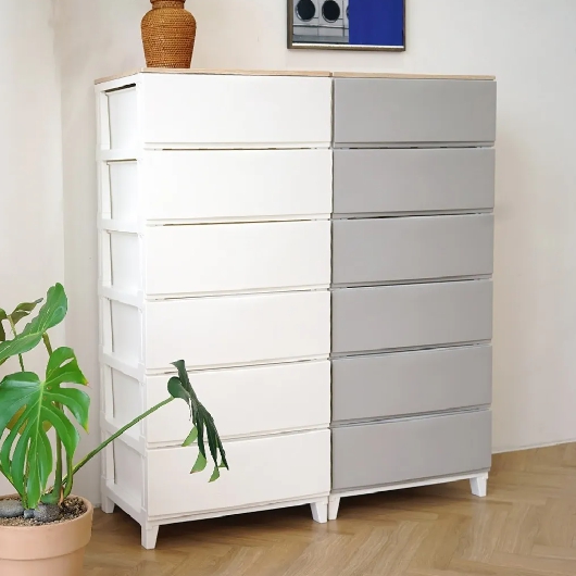 유원피에스 보노하우스 세라비 우드상판 와이드형 6단 서랍장