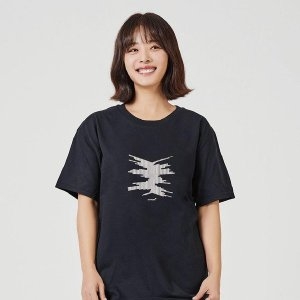 키밍 각도 방향 그래픽 캐쥬얼 반팔티 W7A8BFB_이미지