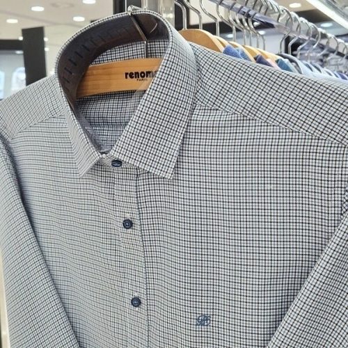 레노마 셔츠슬림핏/미니 테터솔 체크/카라.소매 안 배색 긴소매 셔츠 RLFSL0136 B