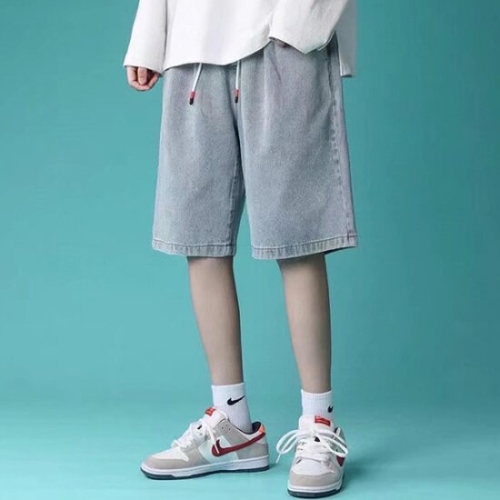 짝꿍닷컴 남성 허리 밴딩 버뮤다 데님 반바지 IS-DNP20_이미지