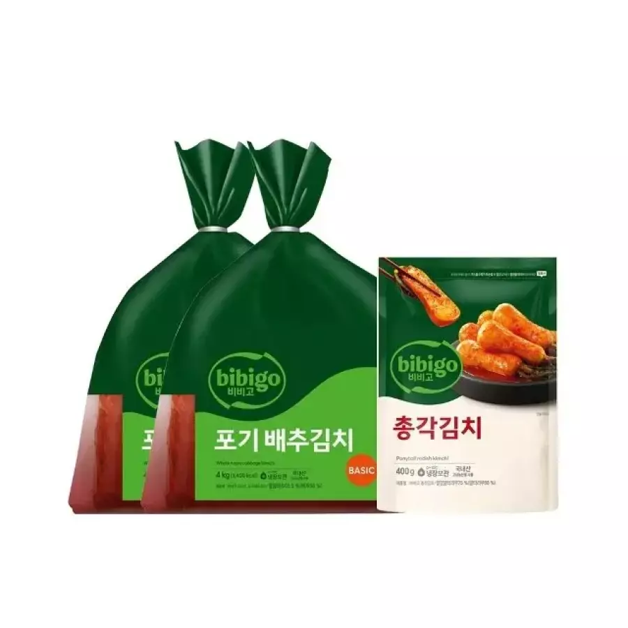 베이직 포기 배추김치 4kg x 2개 + 총각김치 400g