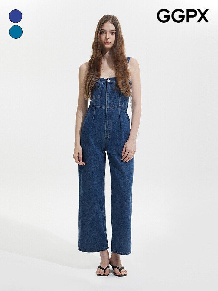 여성 스퀘어 데님 오버롤 팬츠 GQ4OP011F