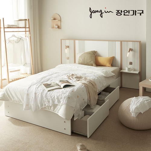 장인가구 로시 라이트 템바보드 호텔식 침대 SS (라텍폼스7존독립)_이미지