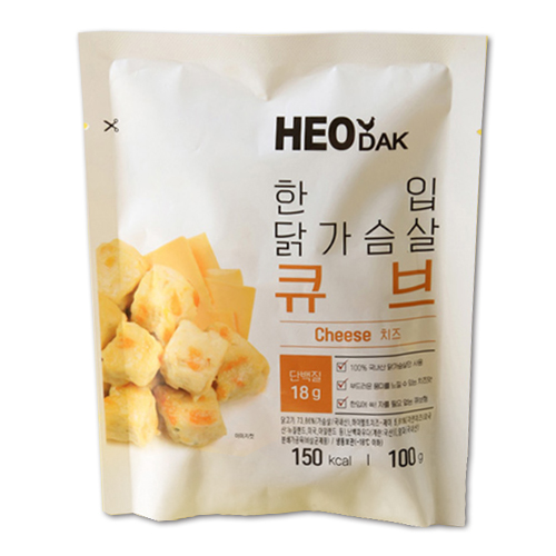 허닭 한입 닭가슴살 큐브 치즈 100g (20개)