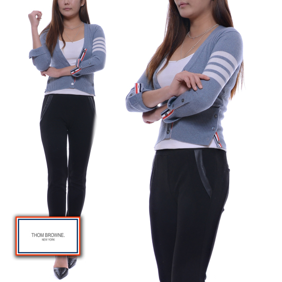 톰브라운 시그니처 캐시미어 가디건 FKC001A 00011 (420, 블루)_이미지