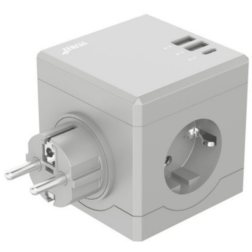 금호전기 번개표 3구 USB 콘센트형 고용량 큐브 멀티탭_이미지