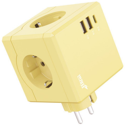 금호전기 번개표 3구 USB 콘센트형 고용량 큐브 멀티탭_이미지