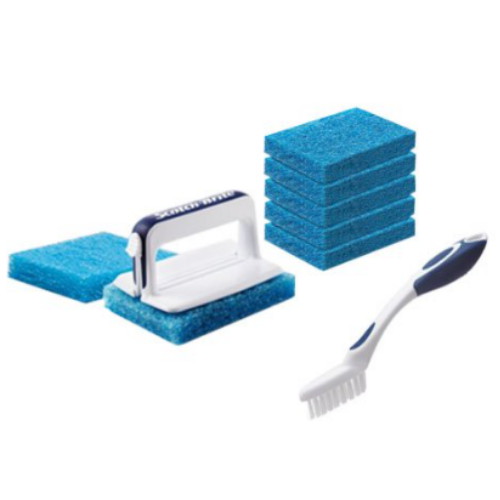 3M 스카치브라이트 올인원 욕실청소용 크린스틱 핸들 + 창틀 브러쉬 (본품1개 + 리필7개)