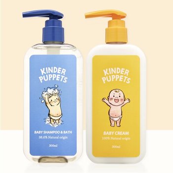 킨더퍼페츠 베이비 샴푸앤바스 300ml+크림 300ml 2종세트_이미지