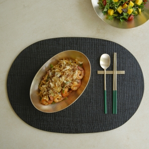 죽전도예 놋담 옻칠 삼베 타원 트레이 (특대)