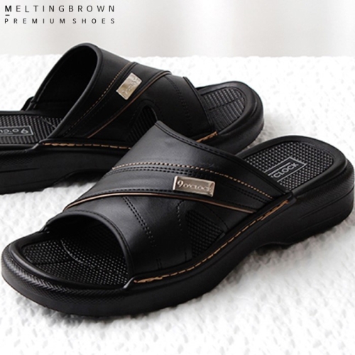 멜팅브라운 멜팅브라운 남자 가죽슬리퍼 남성직장인가죽슬리퍼 실내화 GT08_이미지