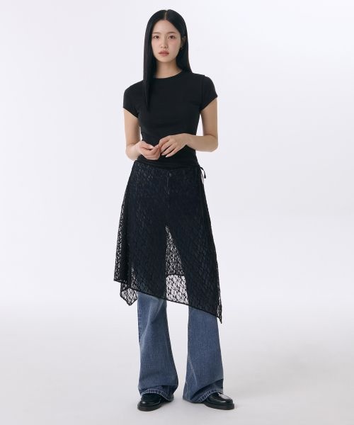 무신사 무신사 스탠다드 스탠다드 우먼즈 레이스 레이어드 랩 스커트 블랙 1712985