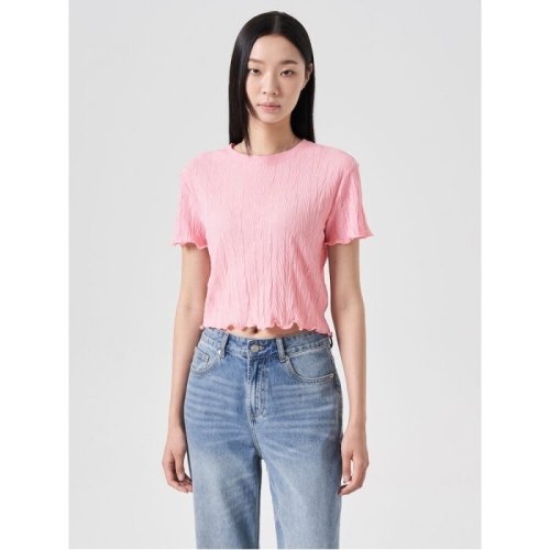  에잇세컨즈 여성 플리츠 반소매 티셔츠_324842LYGX