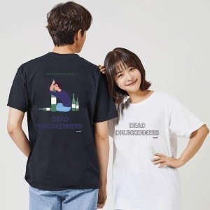 키밍 술한잔 만취 남자셔츠 U넥티셔츠 W69DA67_이미지