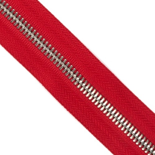 레더노리 ㅤYKK 메탈 지퍼 5호 양날 실버 - 519 RED (50cm)_이미지