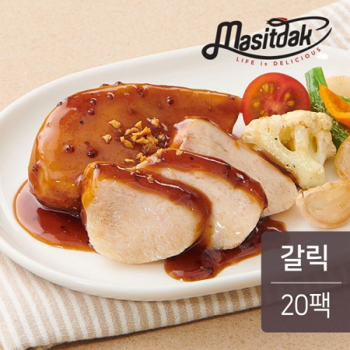랭킹닭컴 맛있닭 소스 통 닭가슴살 갈릭스테이크 100g (20개)_이미지