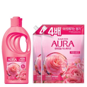 샤프란 아우라 생화캡슐 피오니로즈 1L + 리필 1.7L