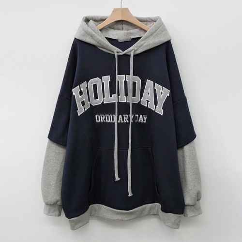 아이우먼 2단소매홀리데이후드티 POK728M311 빅사이즈