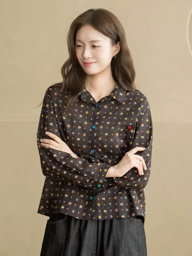 마담4060 엄마옷 내추럴포엠 만개꽃 여성 데일리 카라블라우스 -RBL260807
