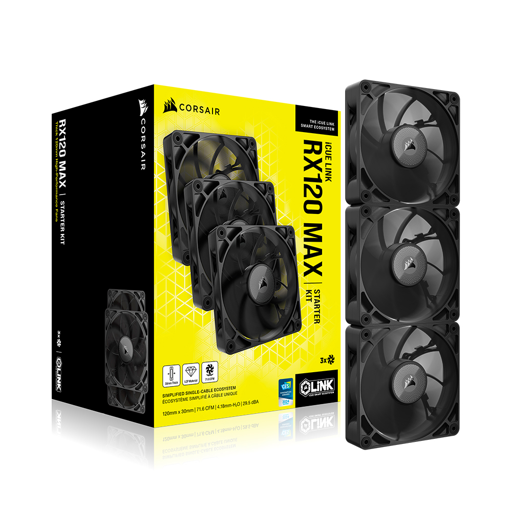 CORSAIR iCUE LINK RX120 MAX PWM THICK STARTER KIT (컨트롤러/3팩, 블랙)_이미지