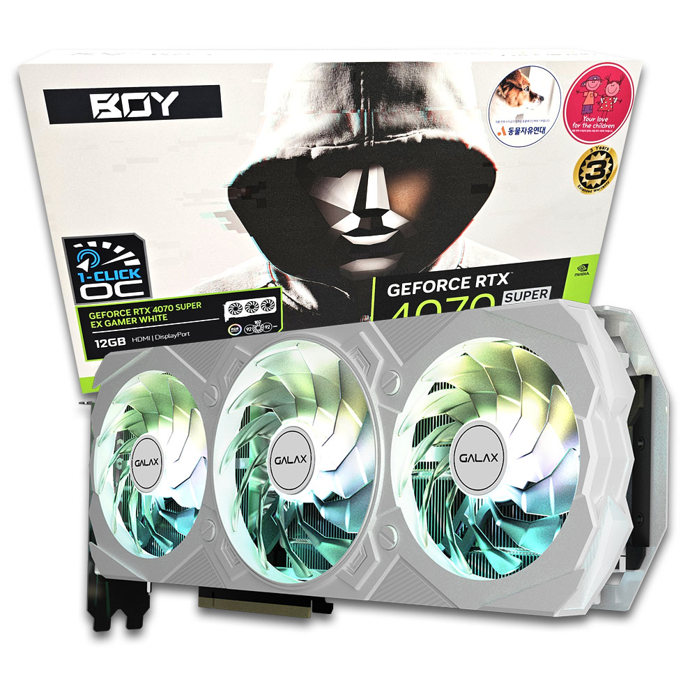갤럭시 BOY 지포스 RTX 4070 SUPER EX GAMER WHITE OC D6X 12GB_이미지