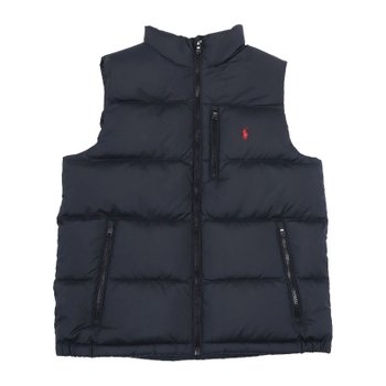 주니어 로고 자수 스탠드 칼라 조끼 323969863001 POLO BLACK