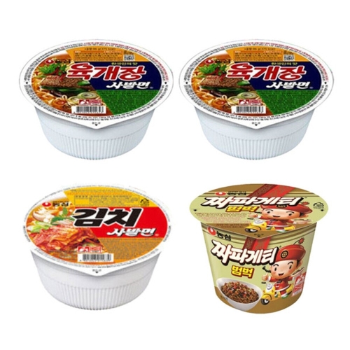 육개장사발면 12개 + 김치사발면 6개 + 짜파게티범벅 6개