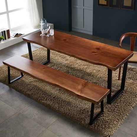 라자가구  뉴송 우드슬랩 통원목 세미와이드 식탁 1800 (의자별도)