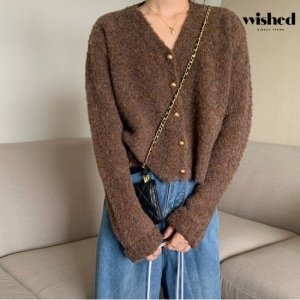 심플 브이넥 부클 긴팔 니트 가디건 WIADCD005