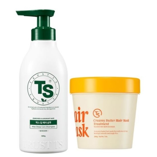 TS 맥스 딥케어 샴푸 500g+크리미 버터 헤어팩 트리트먼트 200g 2종세트