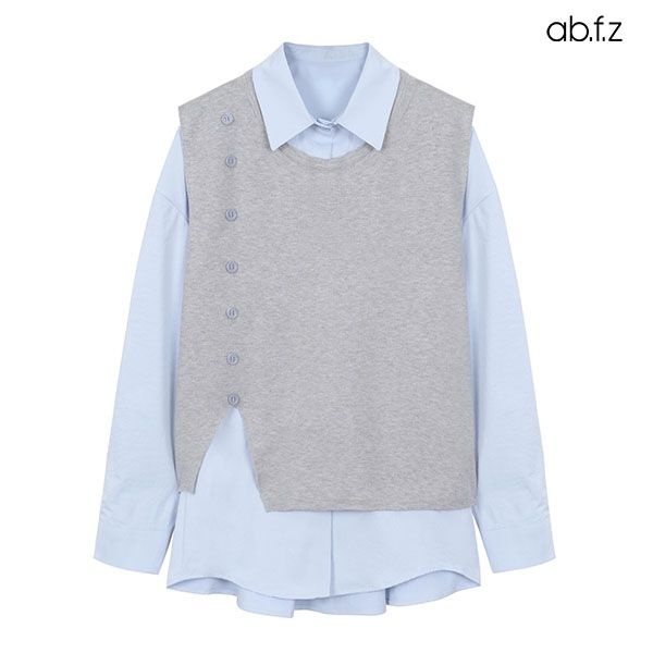 Ab.plus 니트 베스트 레이어드 블라우스 LSA5MB44A_이미지