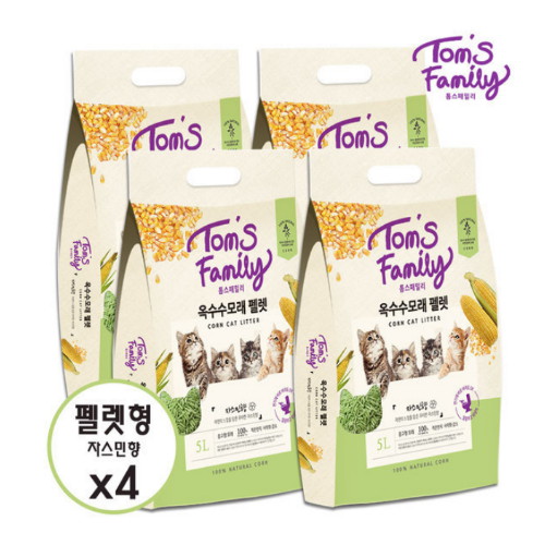 톰스패밀리 옥수수모래 펠렛 쟈스민 5L이미지입니다. 누르면 해당 게시물로 새창이동합니다.