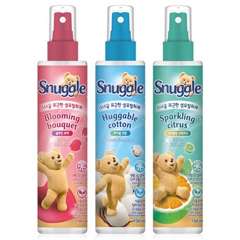 <b>스너글</b> 섬유탈취제 허거블 코튼 150ml +블루밍 부케 150ml +스파클링 시트러스 150ml