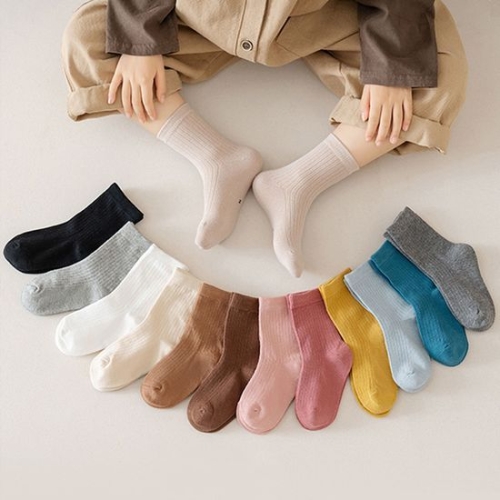 조이멀티 7DAYS 남아여아 골지 단색 중목 양말 4켤레세트205978_이미지