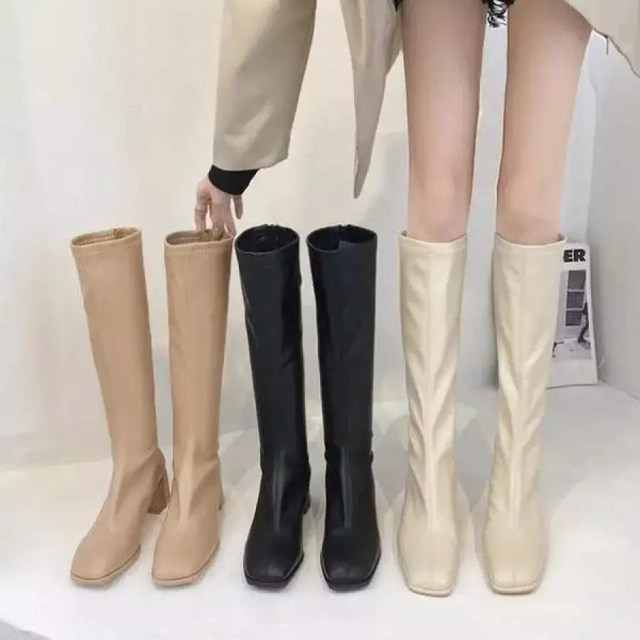 슈썸 약기모 캐주얼 통굽 여성 베이직 롱부츠 LK-W888 8148583A_이미지