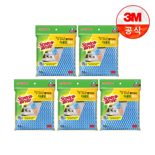3M 스카치브라이트 경제적인 빨아쓰는 다용도 행주 10매 (5팩)