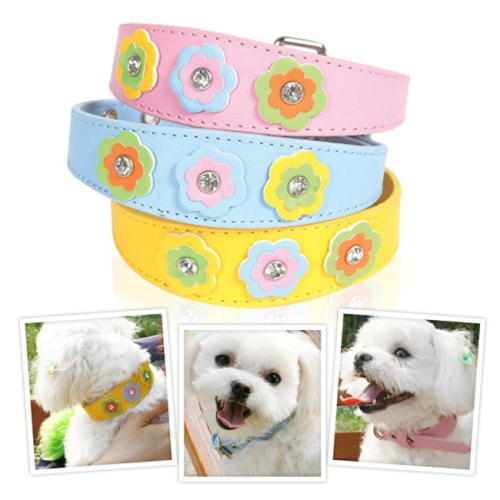 지엠펫 샤이니 플라워 가죽목줄 M