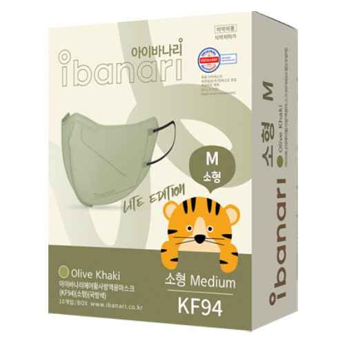 에스비글로벌헬스케어 아이바나리 에어 KF94 소형 M 올리브카키 10매입 (20매)_이미지