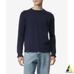 생로랑 디스트로이드 코튼 스웨터 네이비 604798YALO24240_이미지