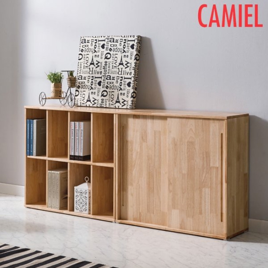 까미엘 엔듀2 고무나무 2단 수납 책장 세트 1600_이미지