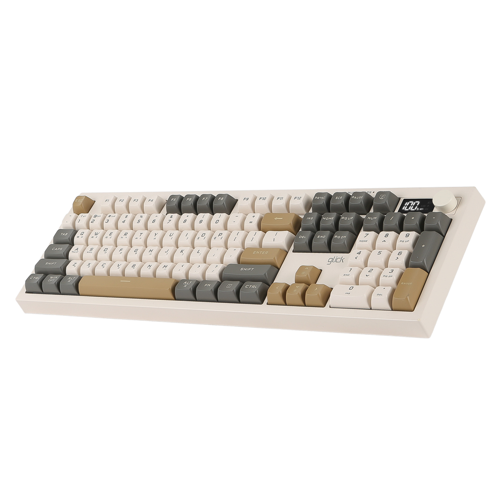 지클릭커 OFFICEPRO WK50 사일런스 M RGB 풀윤활 무소음 방수 무선 블루투스 LCD 105 (카푸치노 카키)_이미지