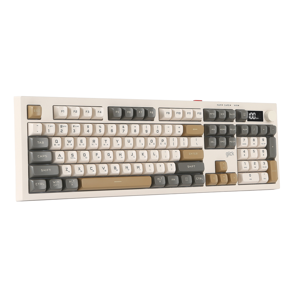 지클릭커 OFFICEPRO WK50 사일런스 M RGB 풀윤활 무소음 방수 무선 블루투스 LCD 105 (카푸치노 카키)_이미지