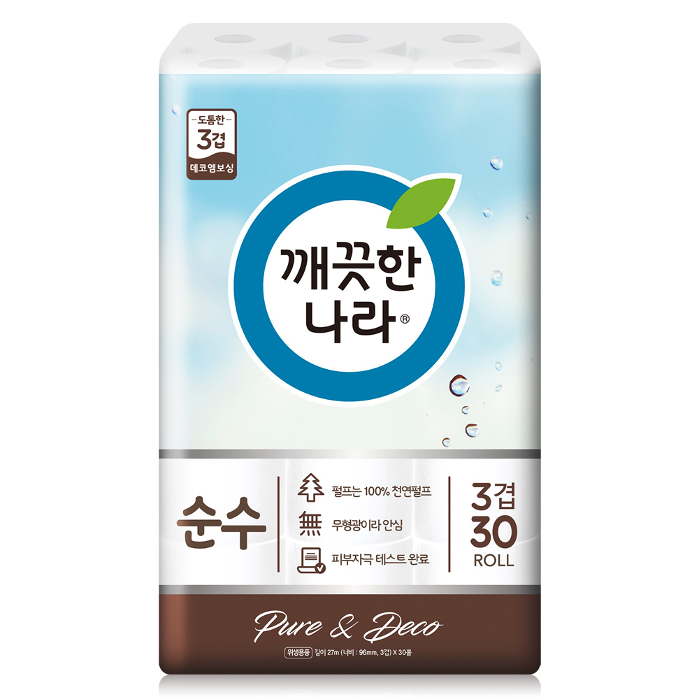  깨끗한나라 순수 블루 27m (30롤) [5팩]