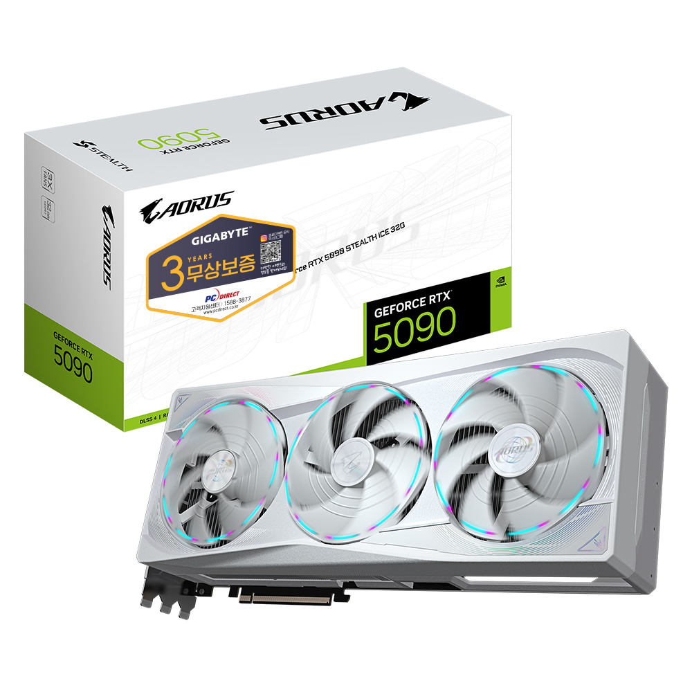 AORUS GIGABYTE 지포스 RTX 5090 STEALTH ICE D7 32GB 피씨디렉트