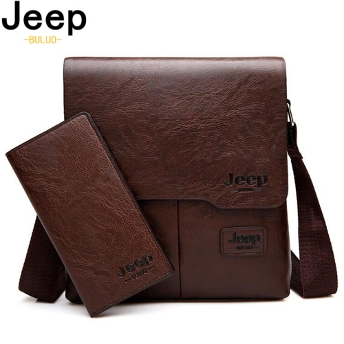 JEEP JEEP BULUO 남자 가방 2 개 대 남자 가죽 메신저 어깨 가방 비즈니스 크로스 바디 캐주얼 가방 유 브랜드 남성 드.._이미지