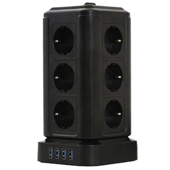 모닝아트 텔로 12구 메인스위치 <b>고용량</b> 타워 <b>멀티탭</b> 2세대 블랙